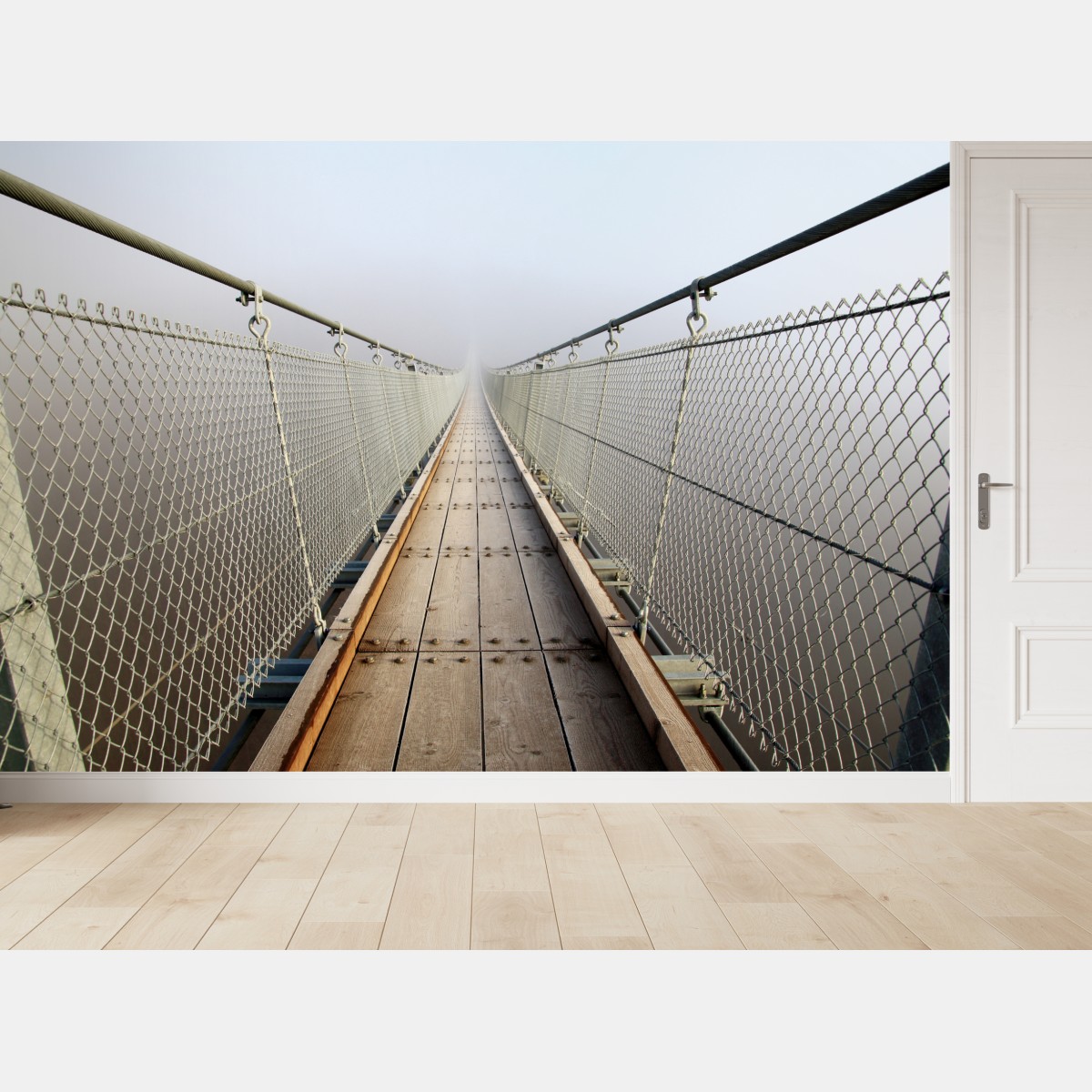 Fototapete neblige hängebrücke die in den nebel führt – Wallnifity®