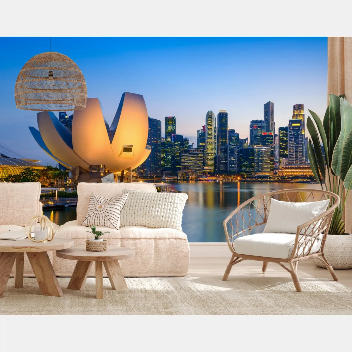 Fototapete Singapur skyline bei dämmerung – Wallnifity®
