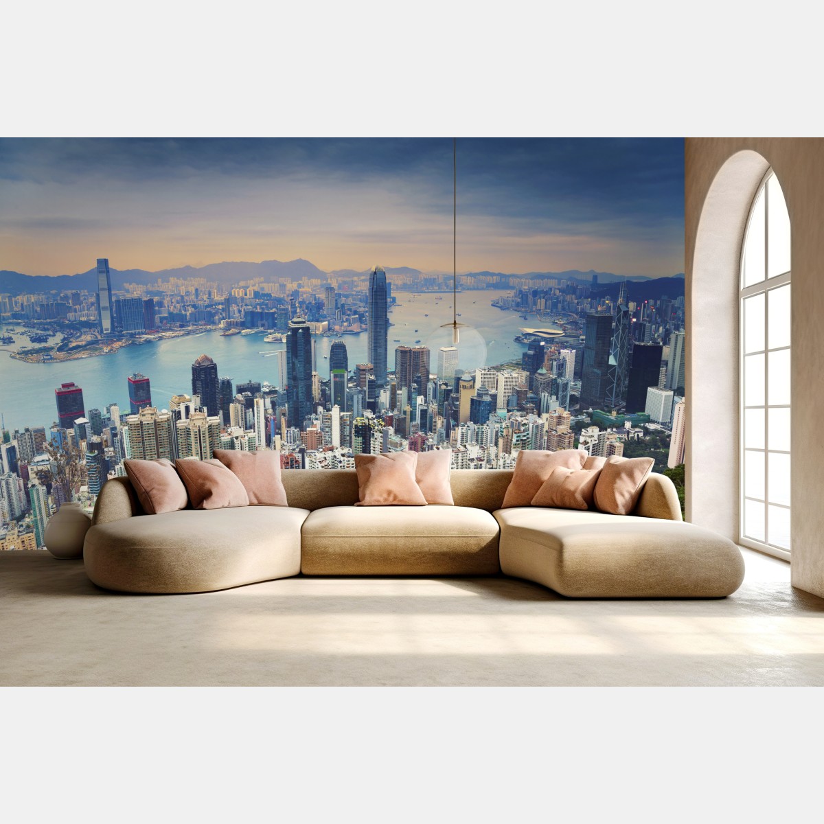 Fototapete Hong Kong stadtpanorama bei dämmerung – Wallnifity®