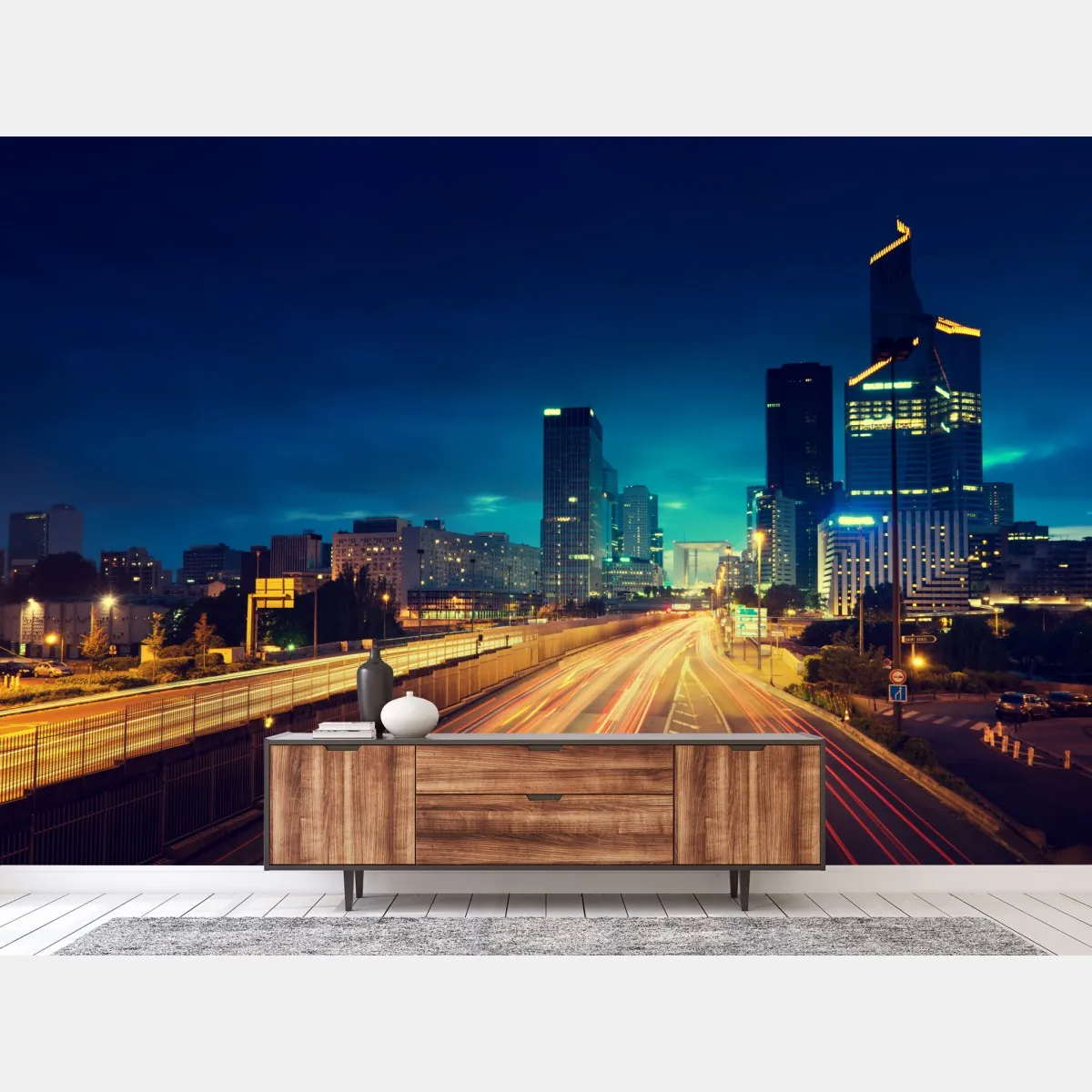 Fototapete La Défense skyline bei dämmerung – Wallnifity®