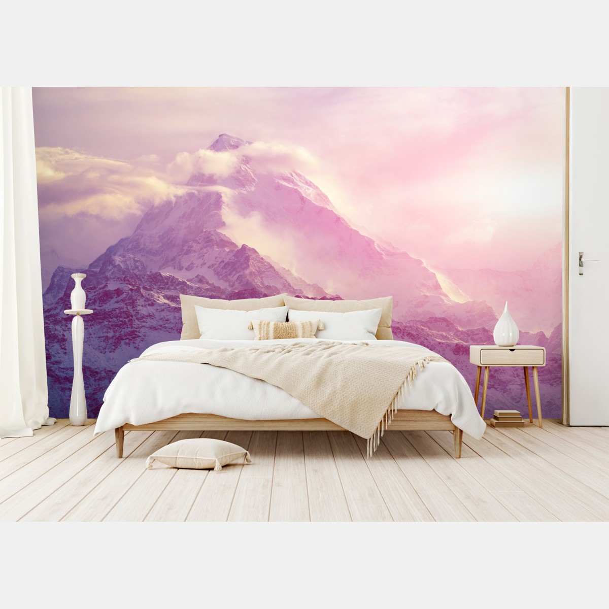 Fototapete pastellfarbener sonnenaufgang über den bergen – Wallnifity®