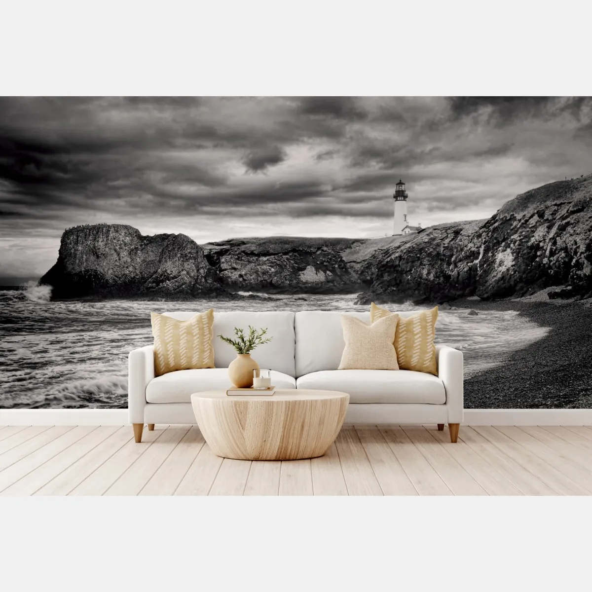 Fototapete leuchtturm Yaquina Bay an stürmischer küste – Wallnifity®