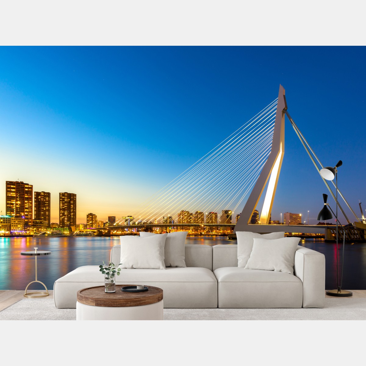 Fototapete Rotterdam Erasmusbrücke bei dämmerung – Wallnifity®