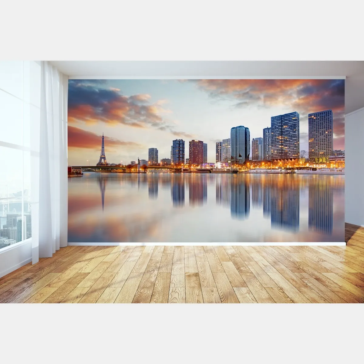 Fototapete Paris skyline bei sonnenuntergang mit Eiffelturm – Wallnifity®