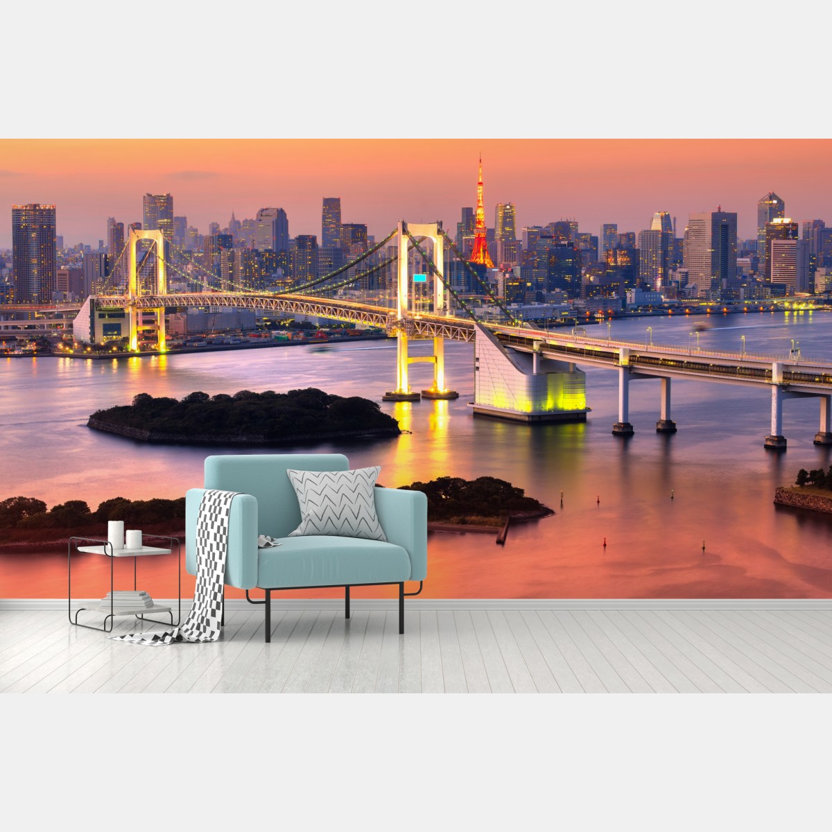 Fototapete Tokio skyline bei sonnenuntergang – Wallnifity®