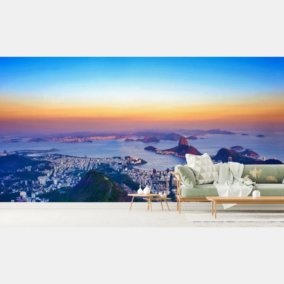 Fototapete panorama von Rio de Janeiro bei sonnenuntergang – Wallnifity®