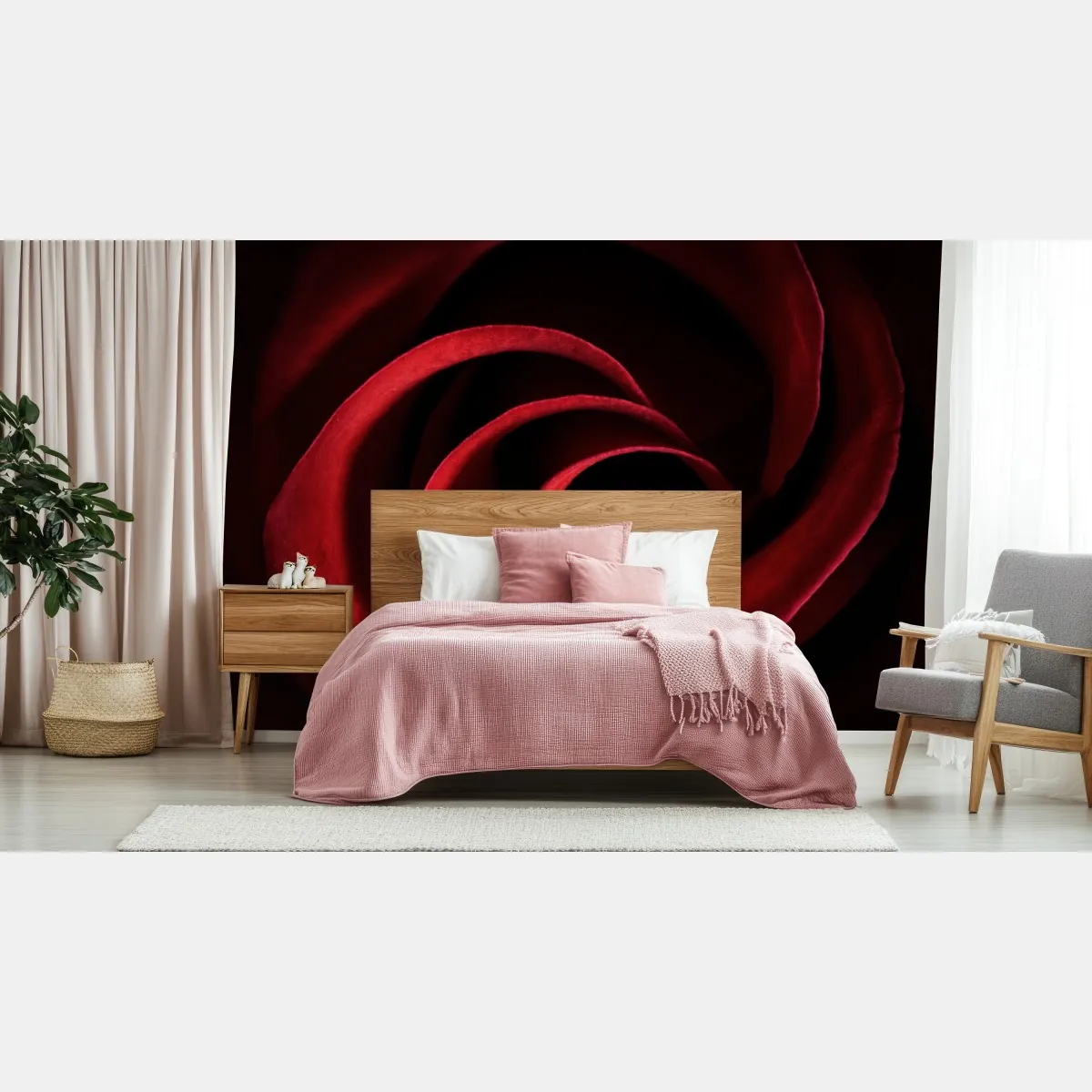 Fototapete spirale aus tiefroten rosenblättern – Wallnifity®
