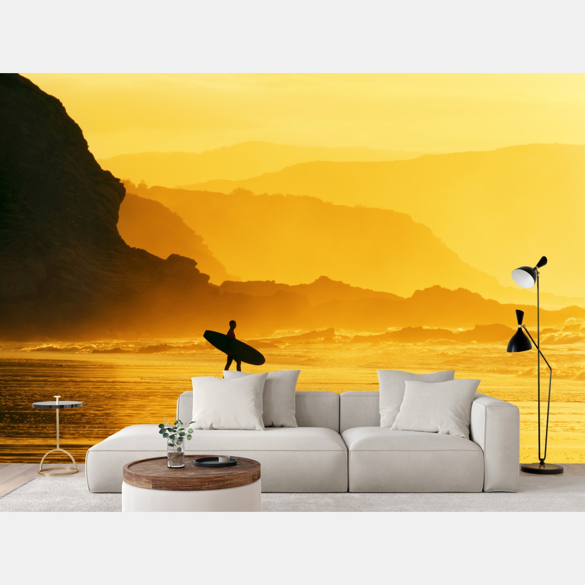 Fototapete surfer im goldenen sonnenuntergang – Wallnifity®