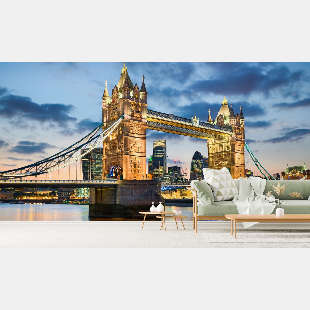 Fototapete Tower Bridge bei dämmerung, London skyline – Wallnifity®