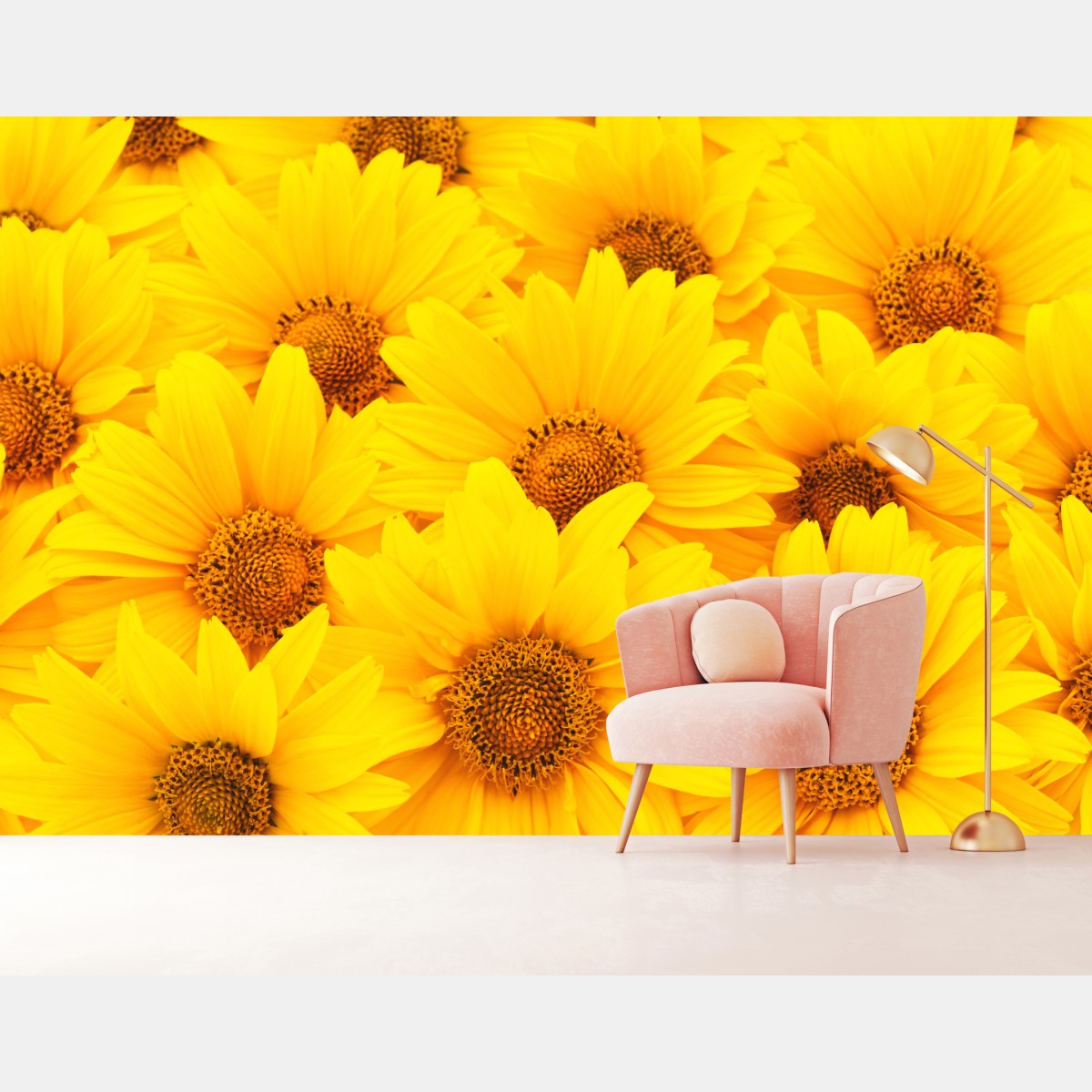 Fototapete leuchtende gelbe sonnenblumen in nahaufnahme – Wallnifity®