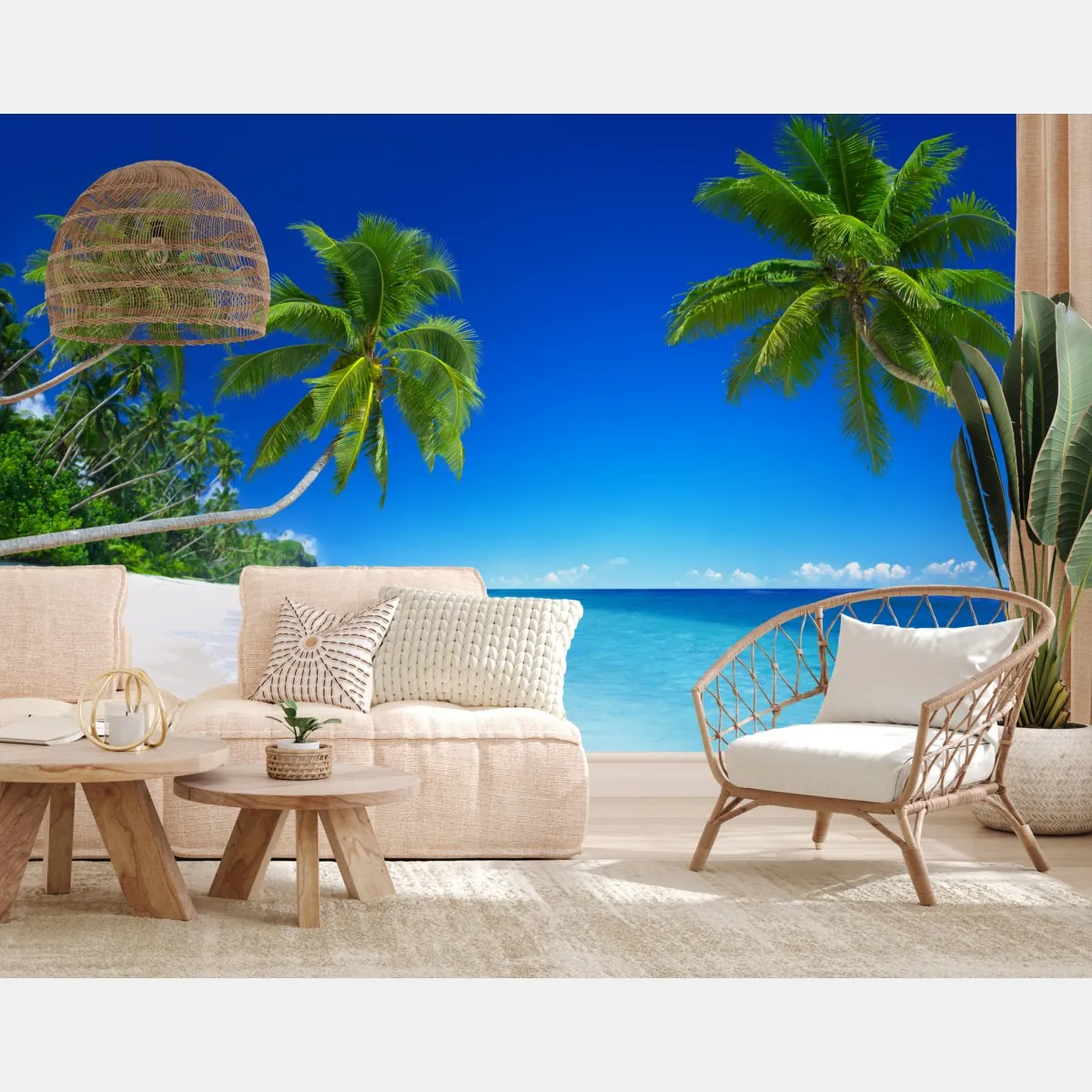Fototapete tropischer strand mit palmen – Wallnifity®