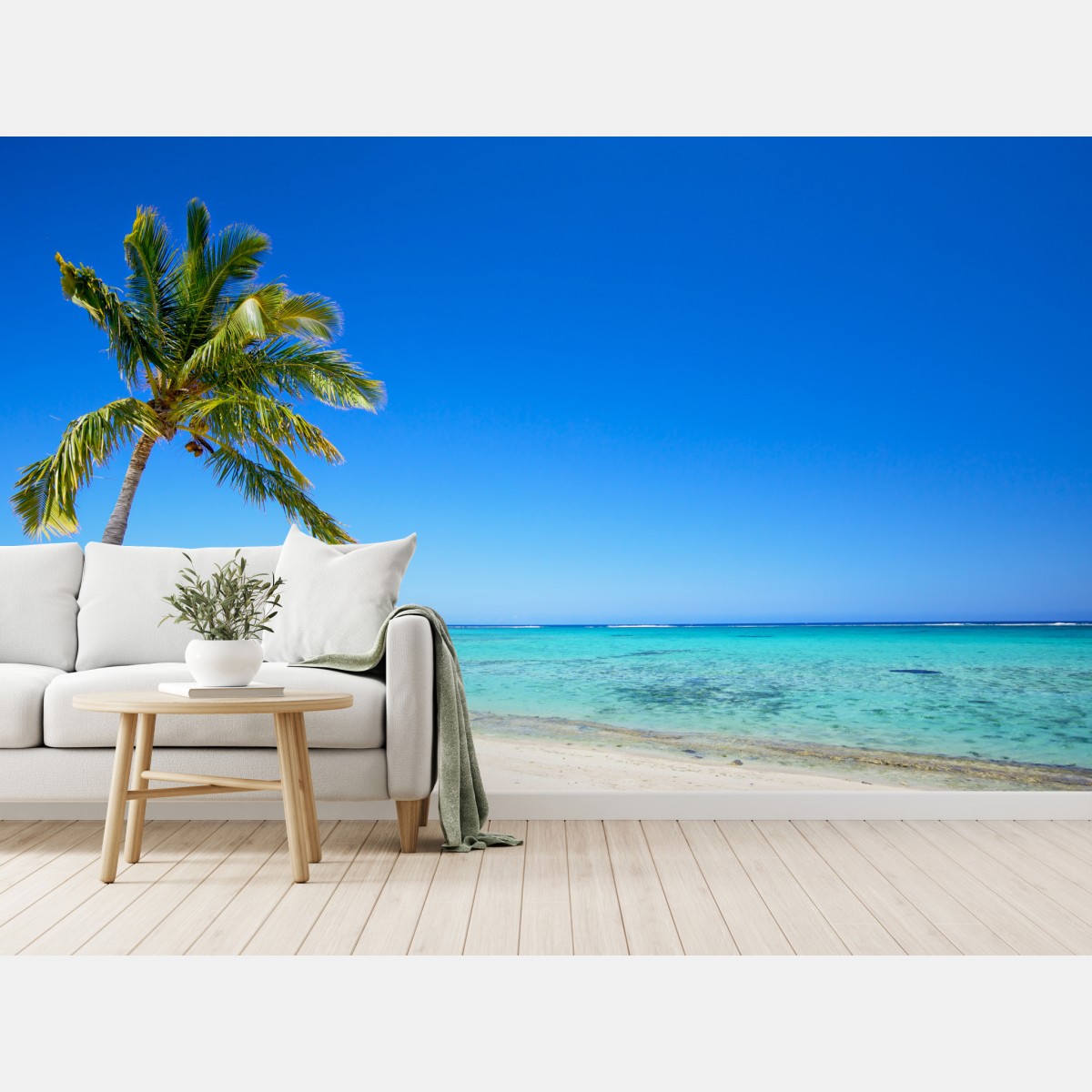 Fototapete tropischer traumstrand mit palme – Wallnifity®