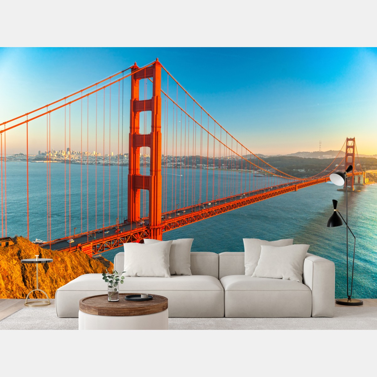 Fototapete Golden Gate bei sonnenuntergang – Wallnifity®