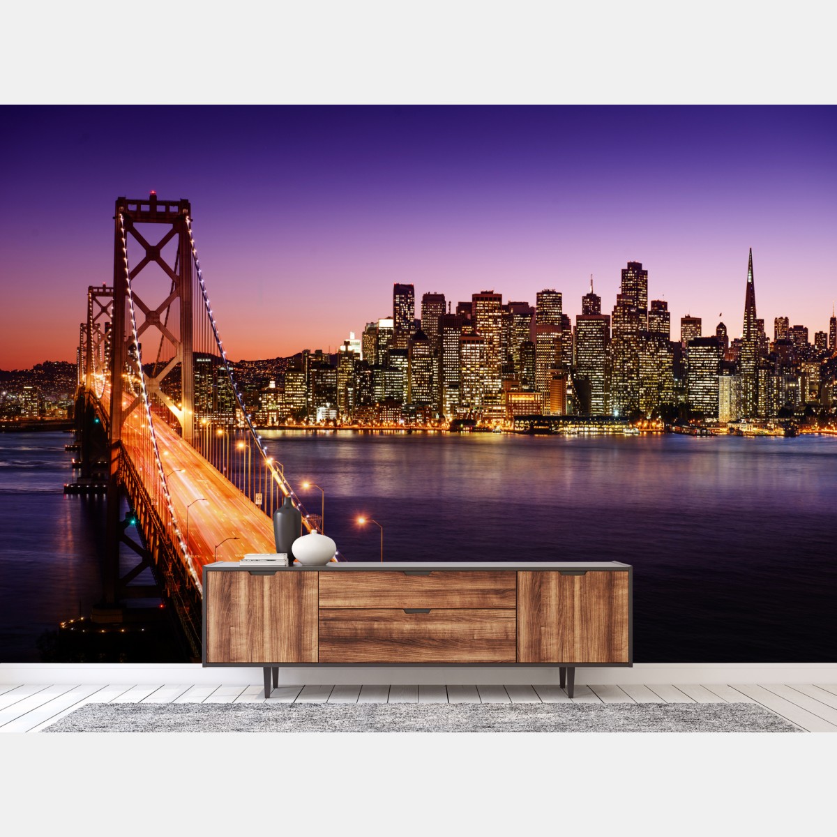 Fototapete San Francisco skyline bei sonnenuntergang – Wallnifity®