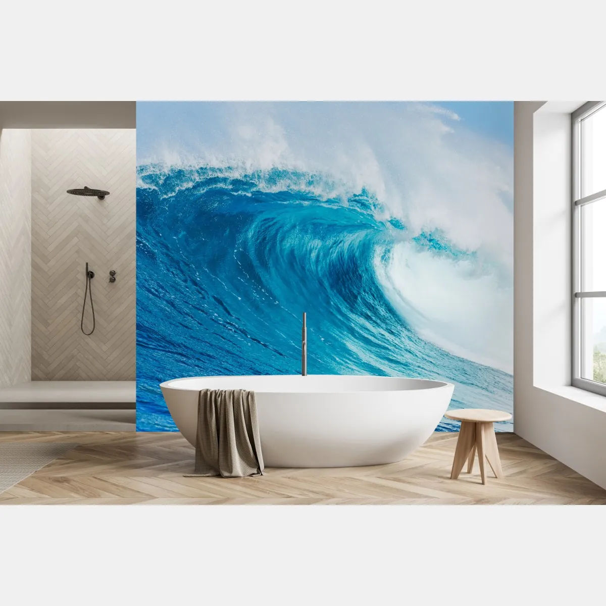 Fototapete majestätische blaue ozeanwelle – Wallnifity®