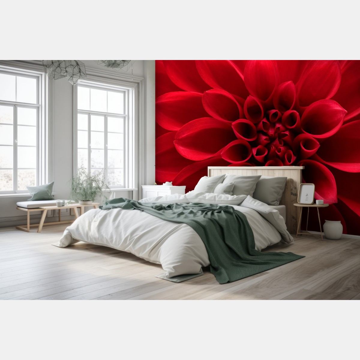 Fototapete nahaufnahme einer roten dahlie – Wallnifity®