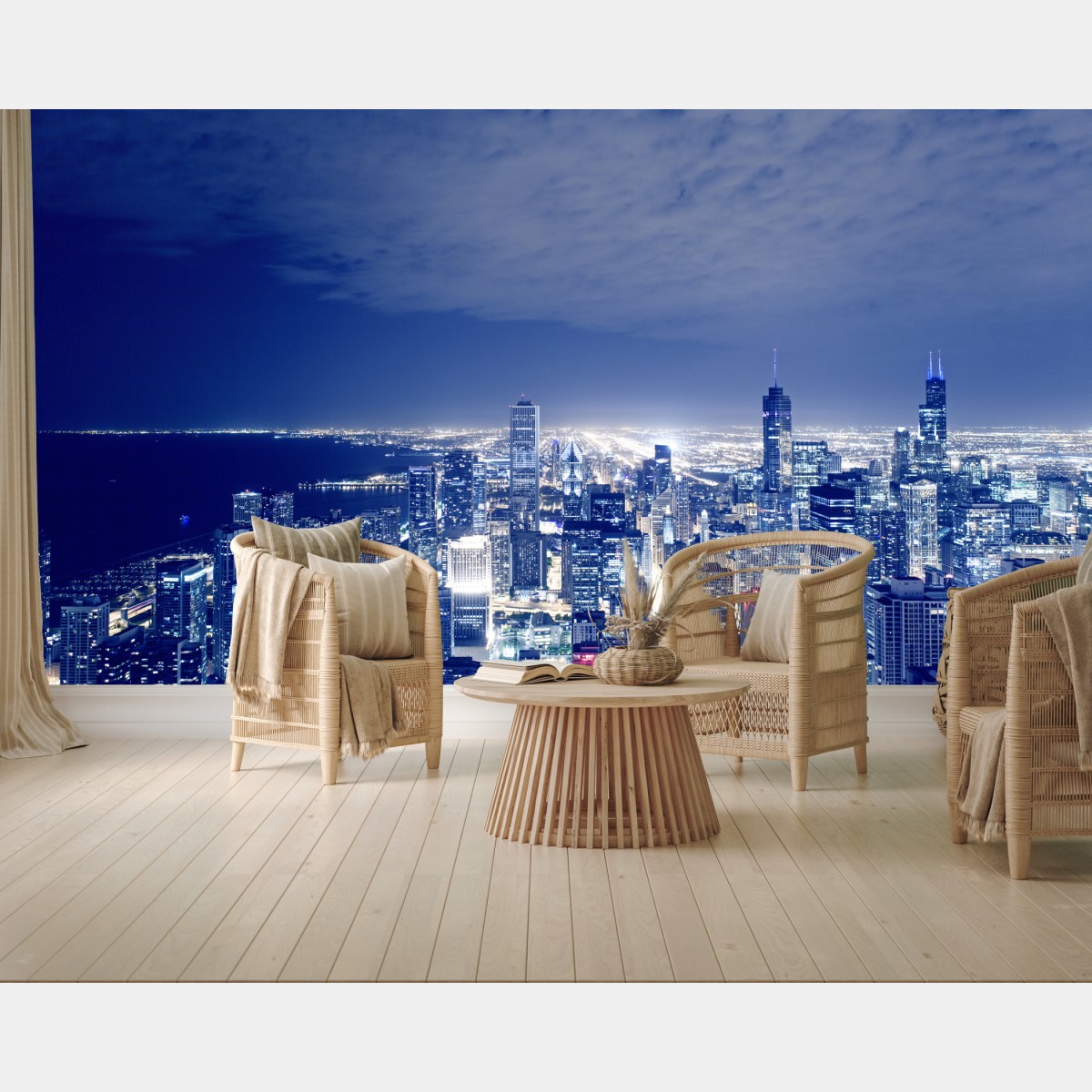 Fototapete Chicago nächtliche skyline panorama – Wallnifity®