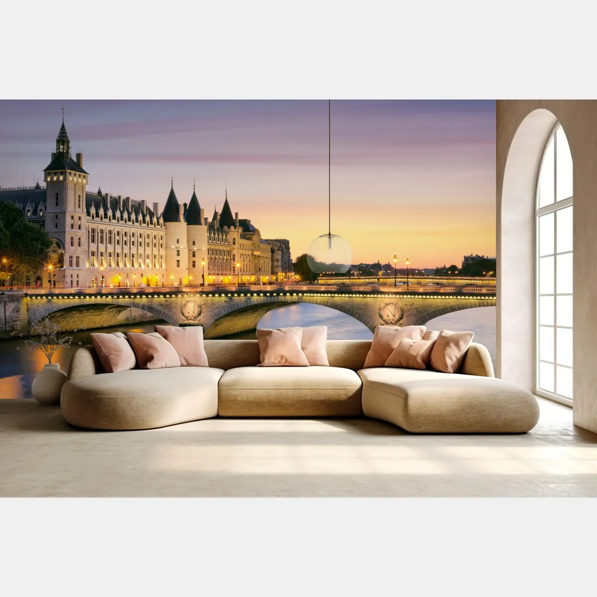 Fototapete Paris sonnenuntergang über der historischen brücke – Wallnifity®