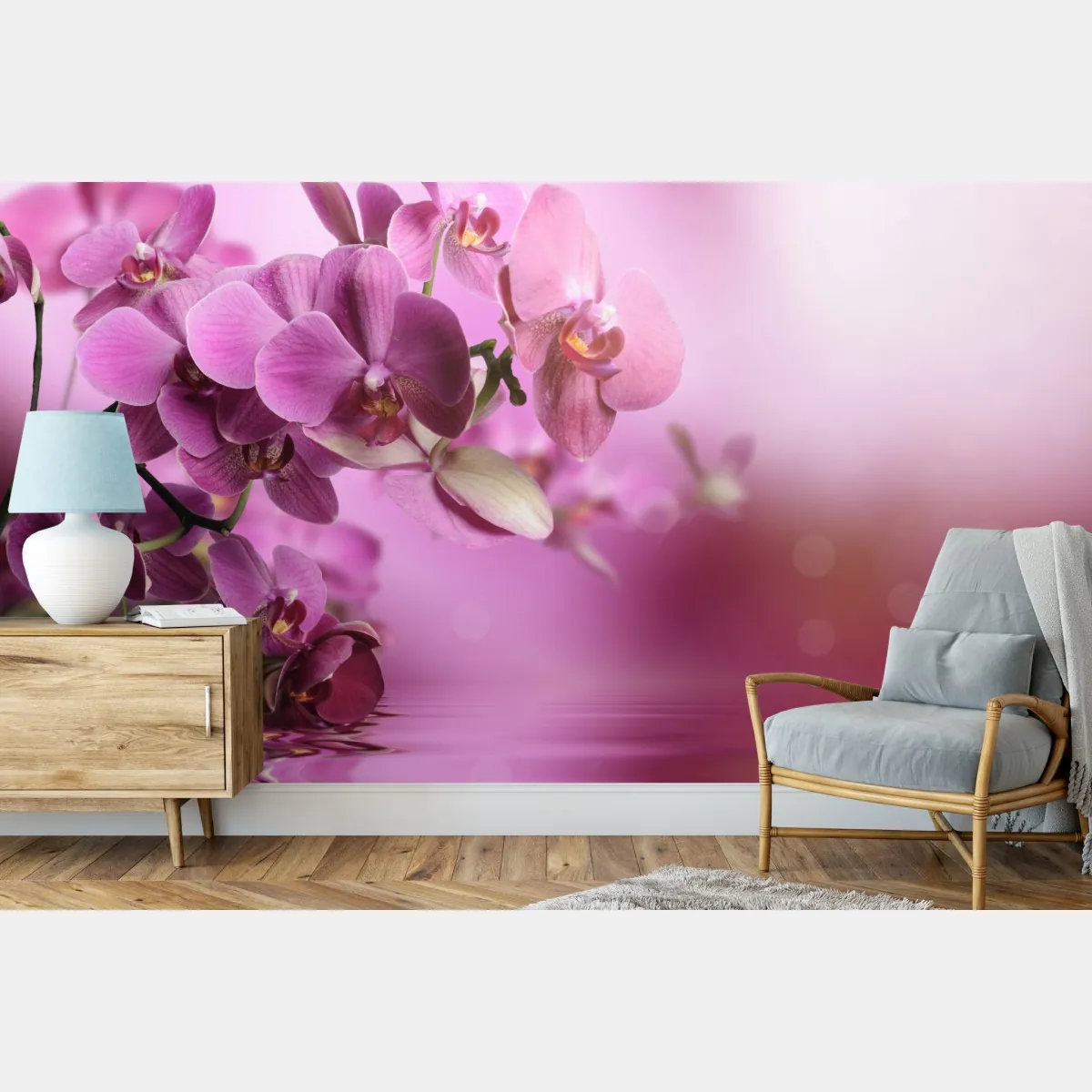Fototapete rosa orchideen spiegelung – Wallnifity®