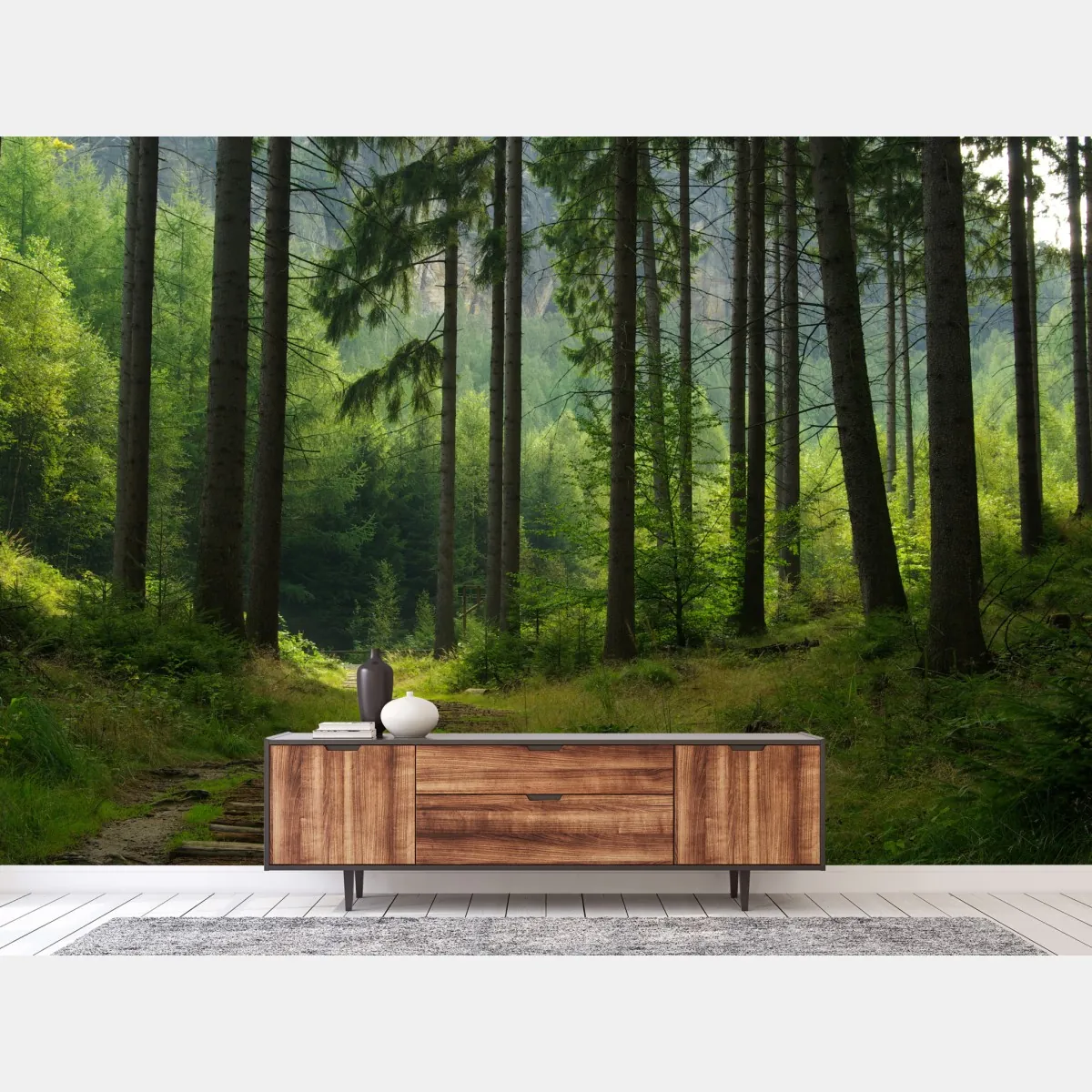 Fototapete ruhiger waldpfad – Wallnifity®