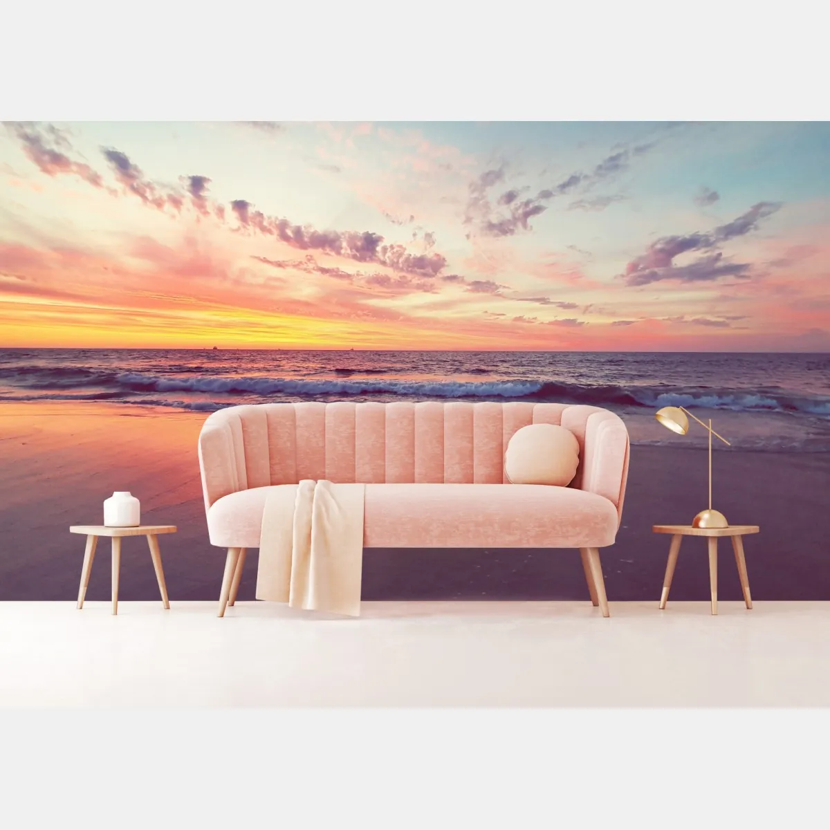 Fototapete pastelliger sonnenuntergang über ruhigem meer – Wallnifity®