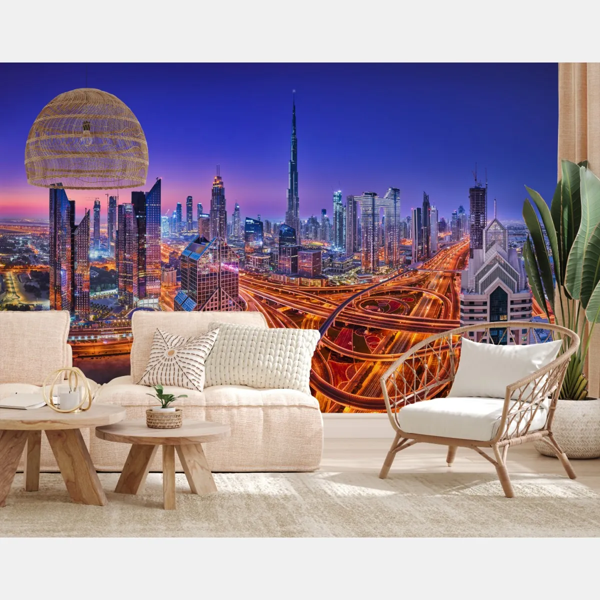 Fototapete Dubai panorama bei dämmerung – Wallnifity®