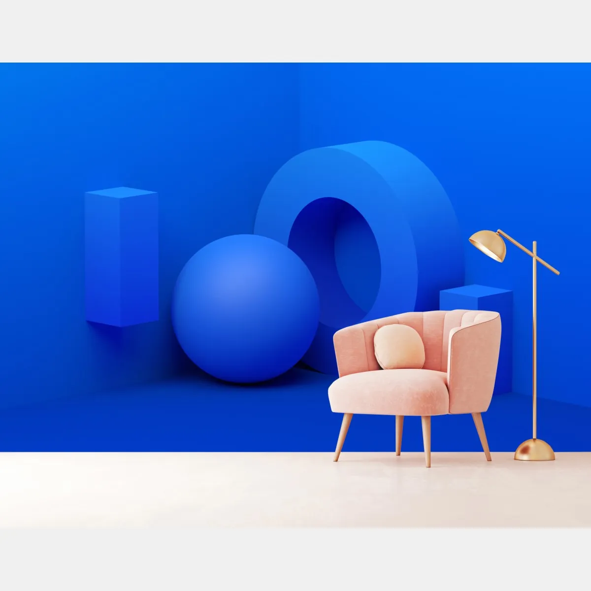 Fototapete blaue geometrische 3d-komposition – Wallnifity®