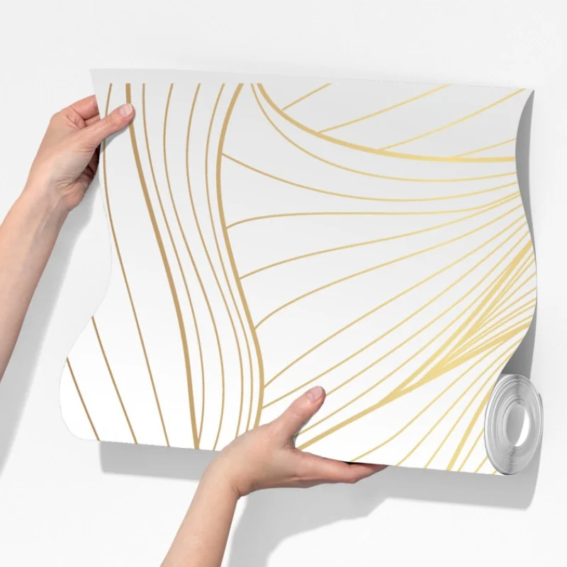 Fototapete goldene fließende linien abstraktes design – Wallnifity®