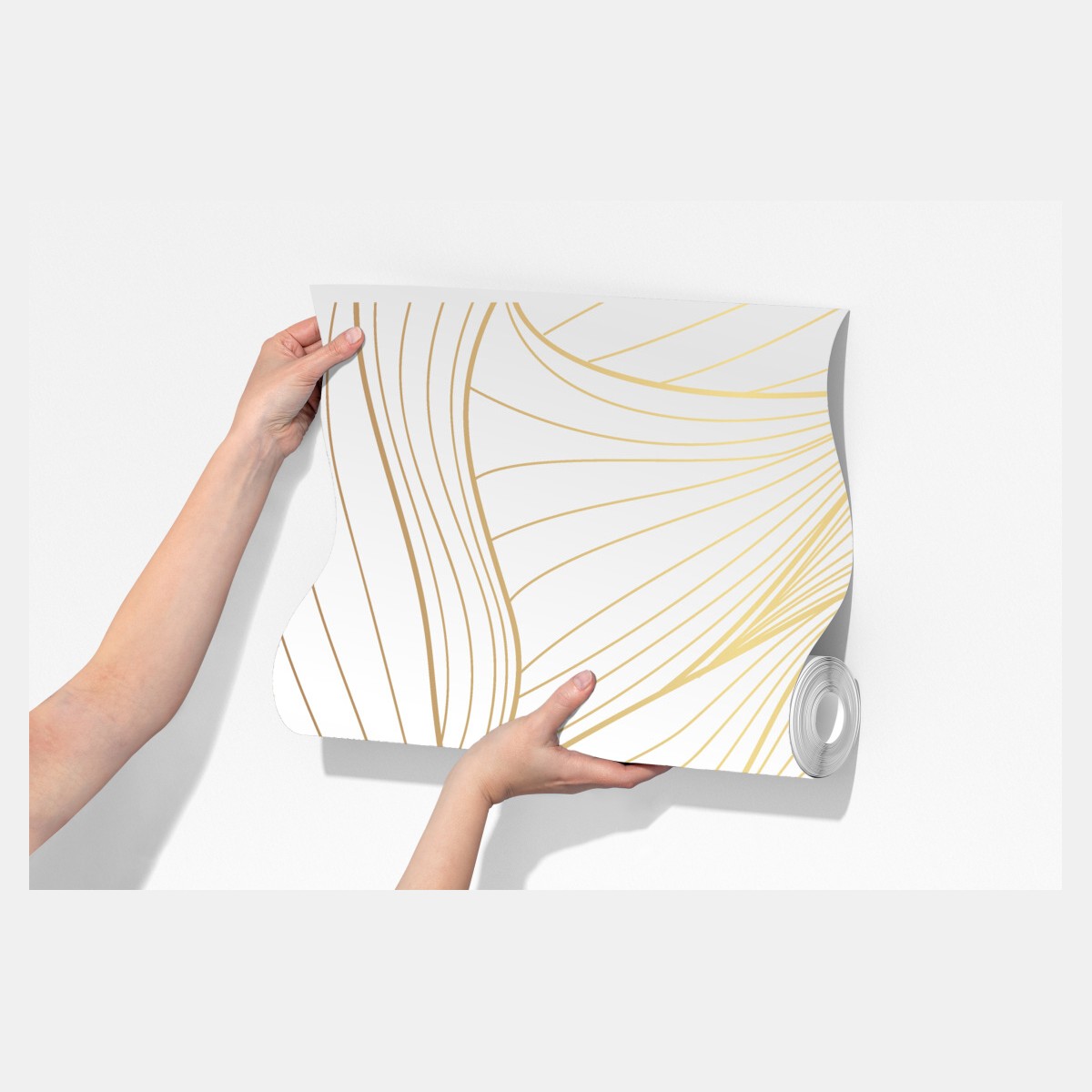 Fototapete goldene fließende linien abstraktes design – Wallnifity®