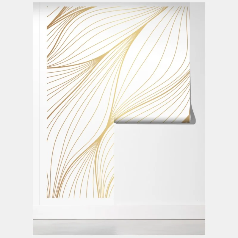 Fototapete goldene fließende linien abstraktes design – Wallnifity®