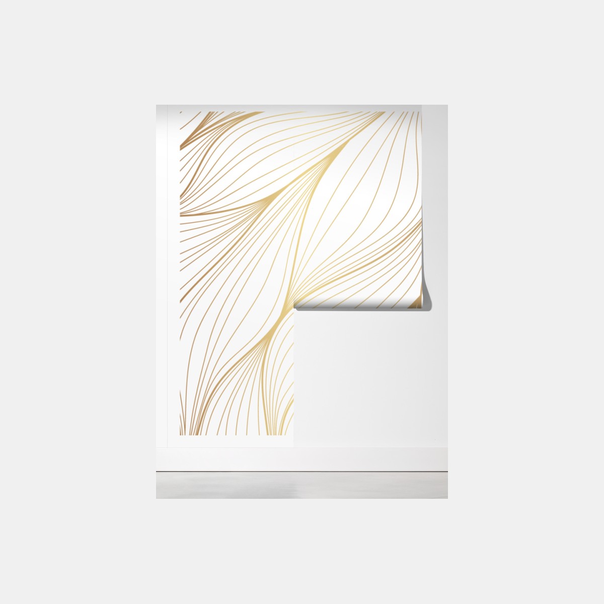 Fototapete goldene fließende linien abstraktes design – Wallnifity®