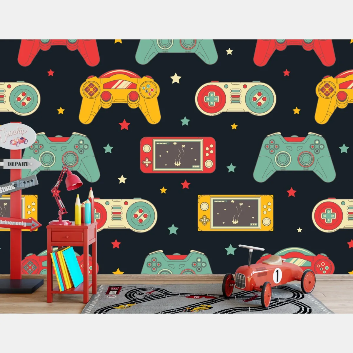Fototapete retro gamecontroller muster – Wallnifity®