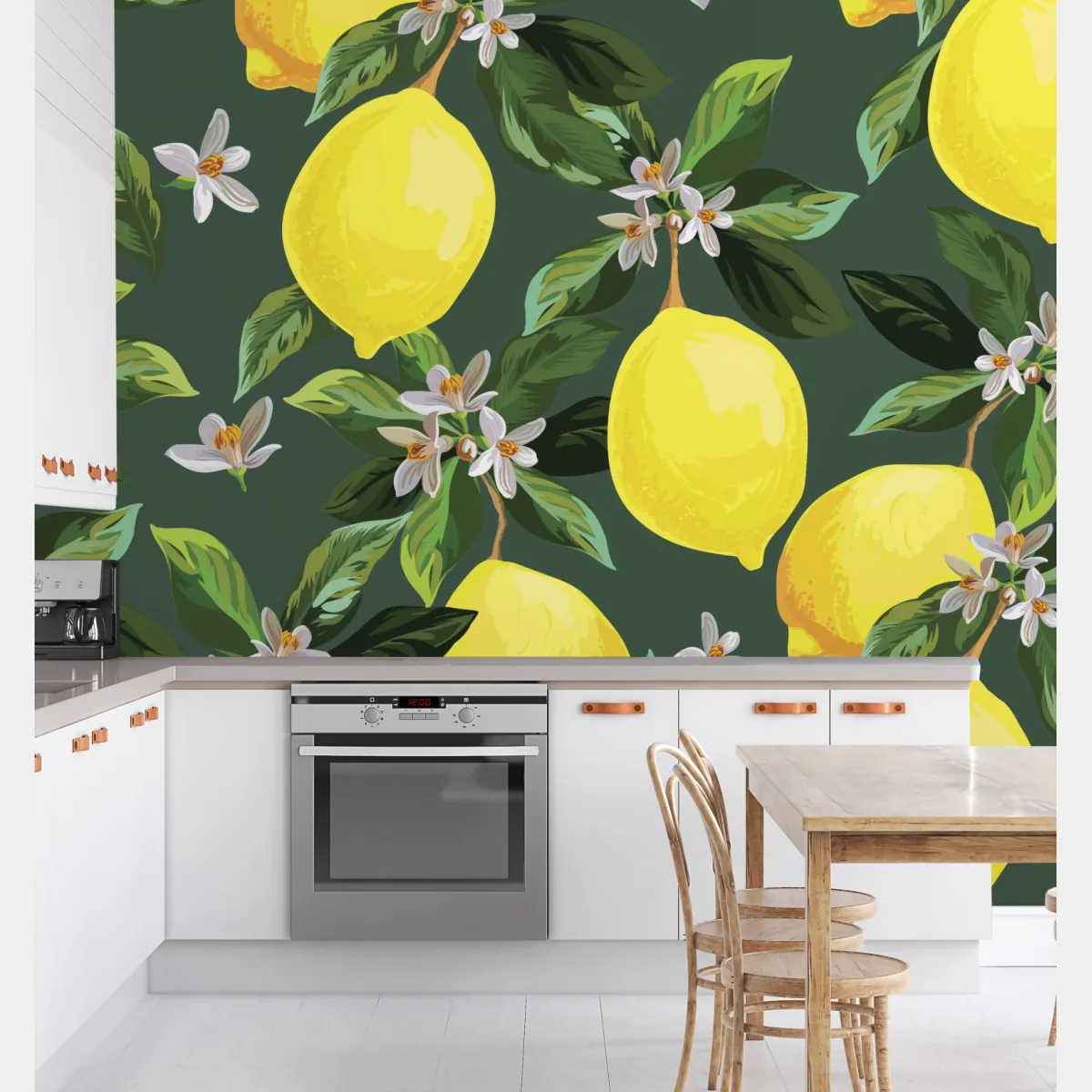 Fototapete botanisches zitronenmuster – Wallnifity®
