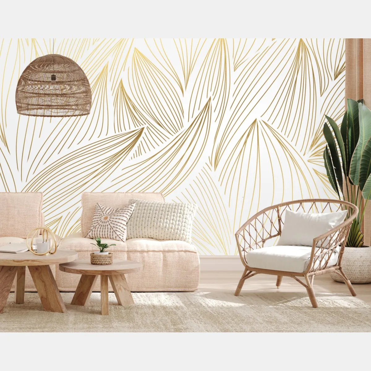 Fototapete goldene blattlinien – Wallnifity®