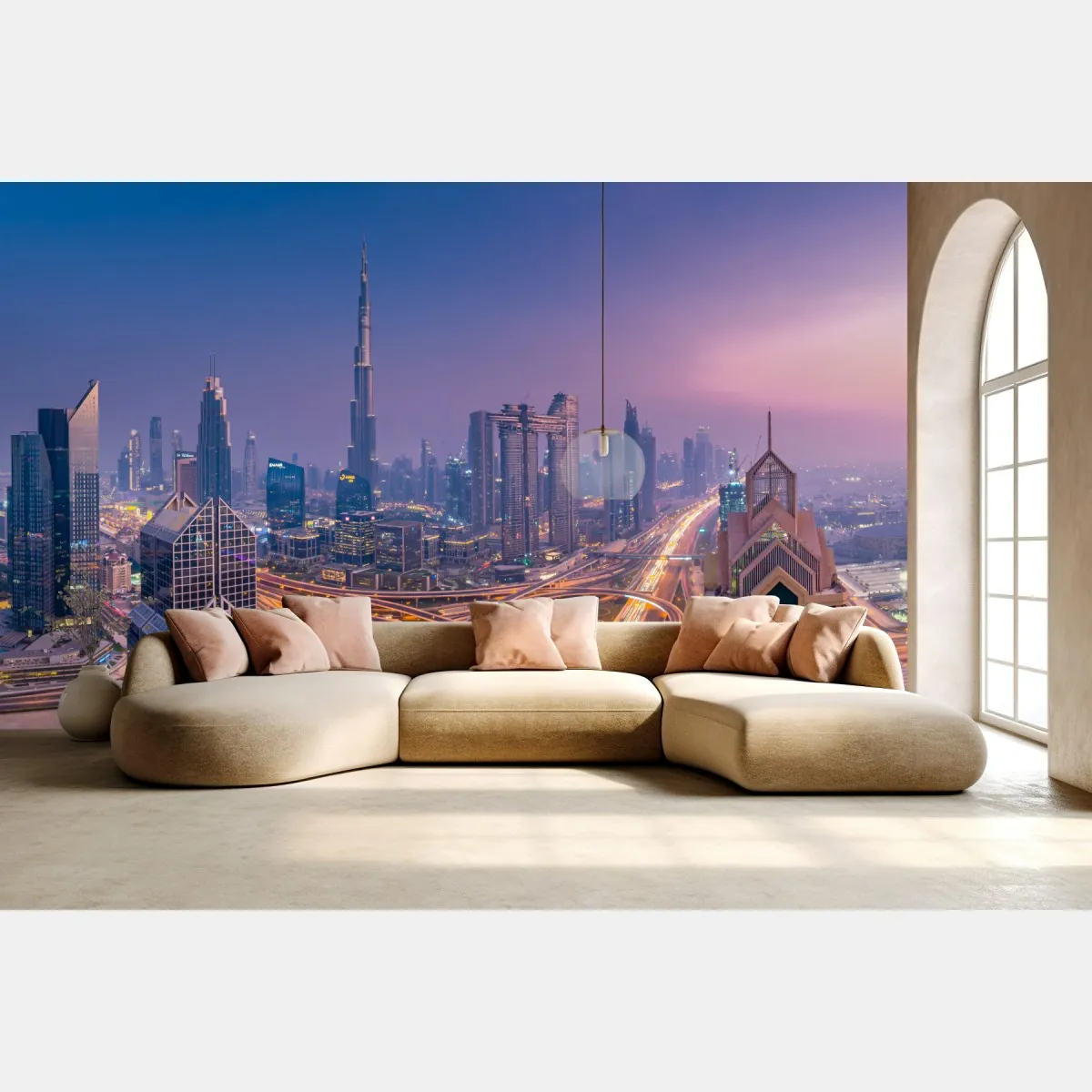 Fototapete panoramablick auf Dubai bei dämmerung – Wallnifity®