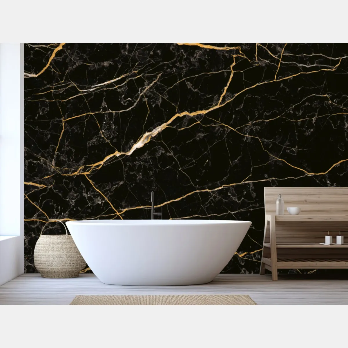 Fototapete schwarzer marmor mit goldenen adern – Wallnifity®