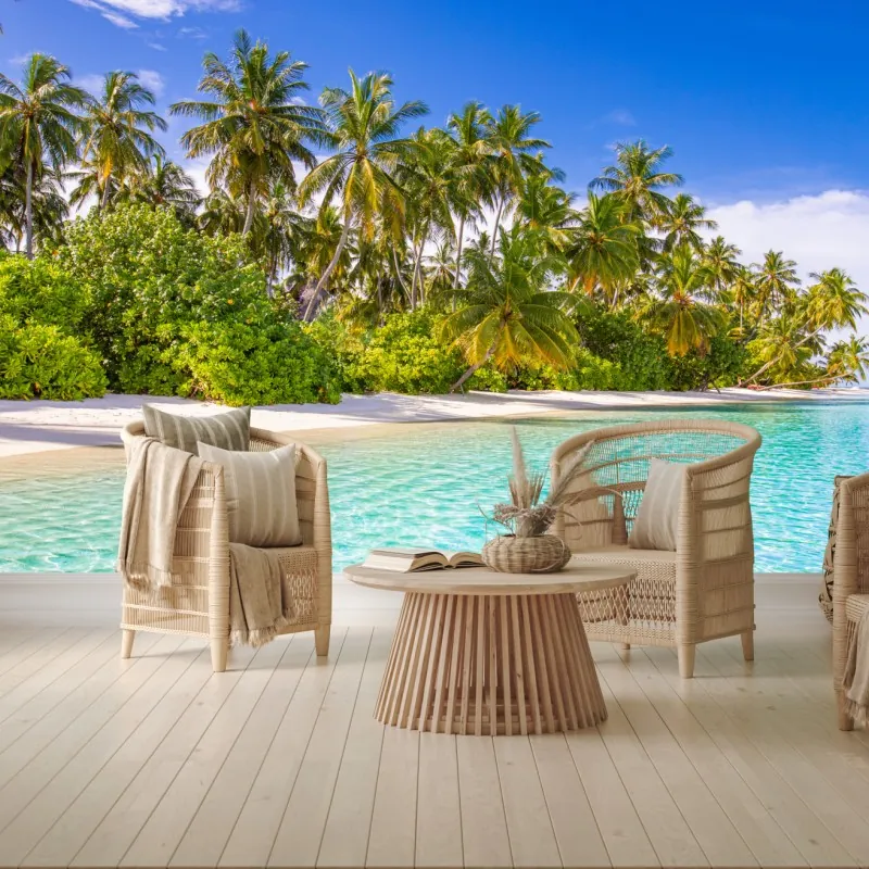 Fototapete tropischer palmenstrand – Wallnifity®