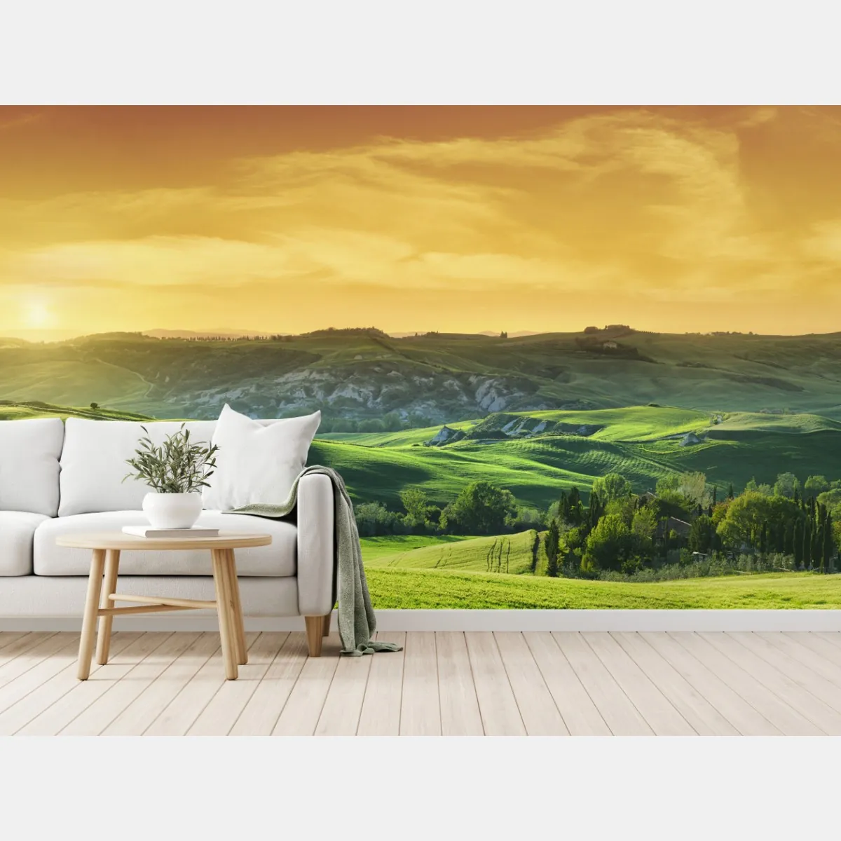 Fototapete Toskana hügel im sonnenuntergang – Wallnifity®