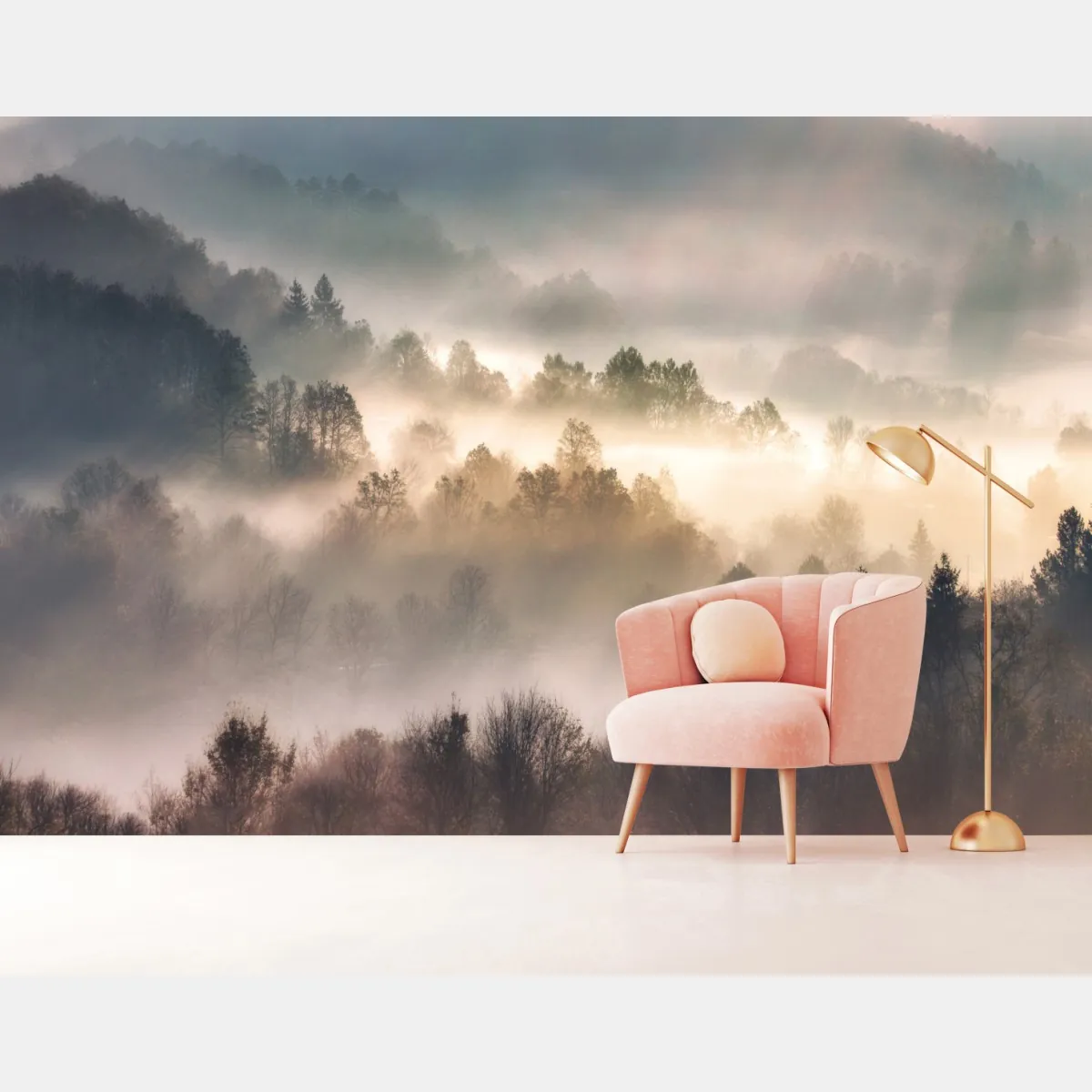 Fototapete nebliger wald im morgengrauen – Wallnifity®