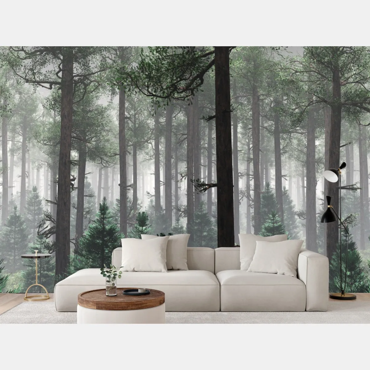 Fototapete nebliger immergrüner wald – Wallnifity®