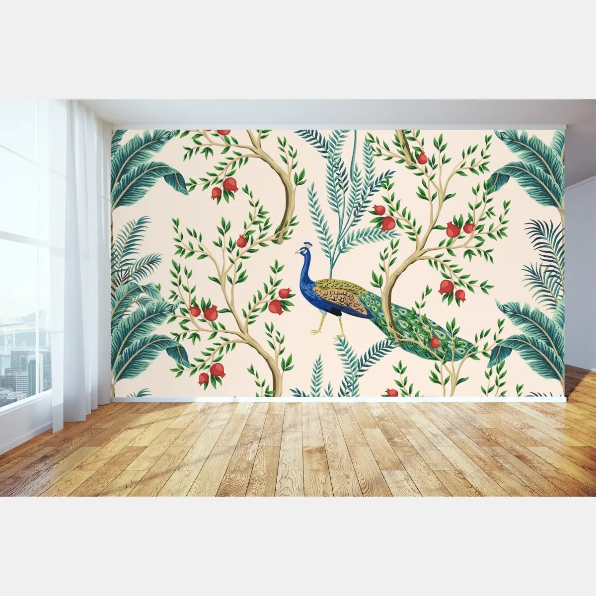 Fototapete pfau zwischen granatästen – Wallnifity®