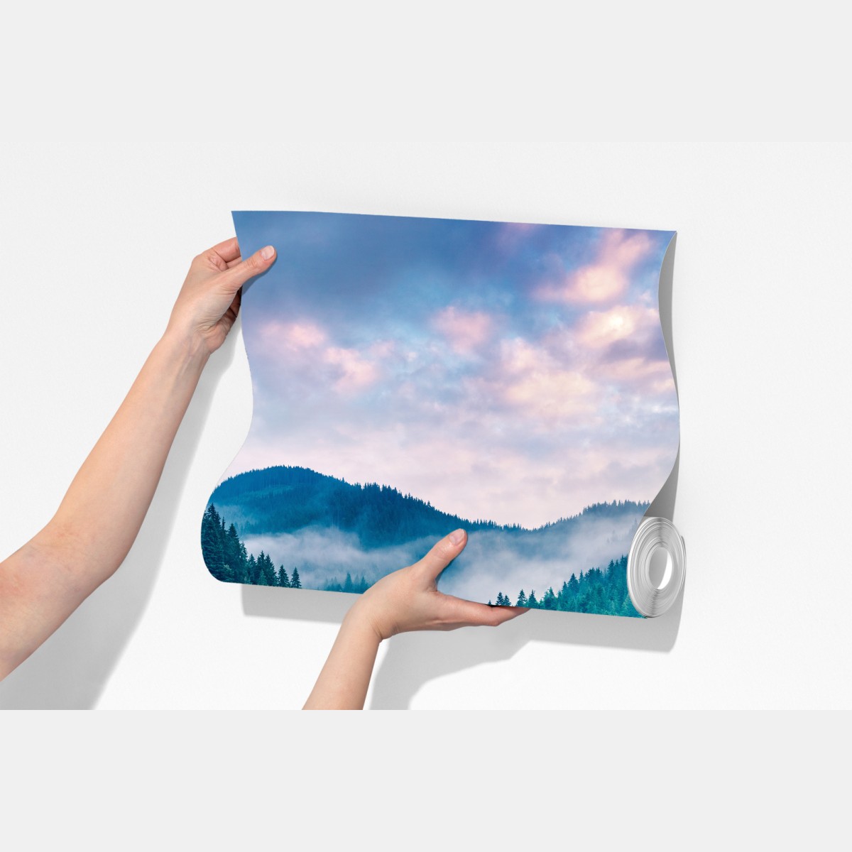 Fototapete nebliger sonnenaufgang über Lacu Rosu – Wallnifity® Fototapete nebliger sonnenaufgang über Lacu Rosu – Wallnifity®