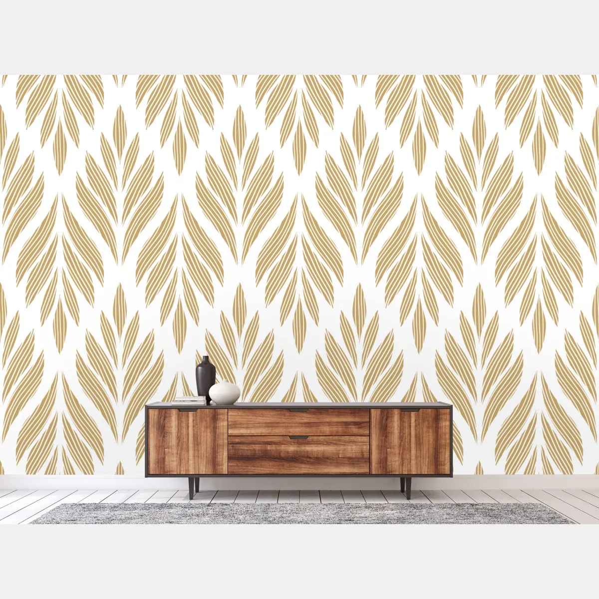 Fototapete goldenes blattmuster nahtloses design – Wallnifity®