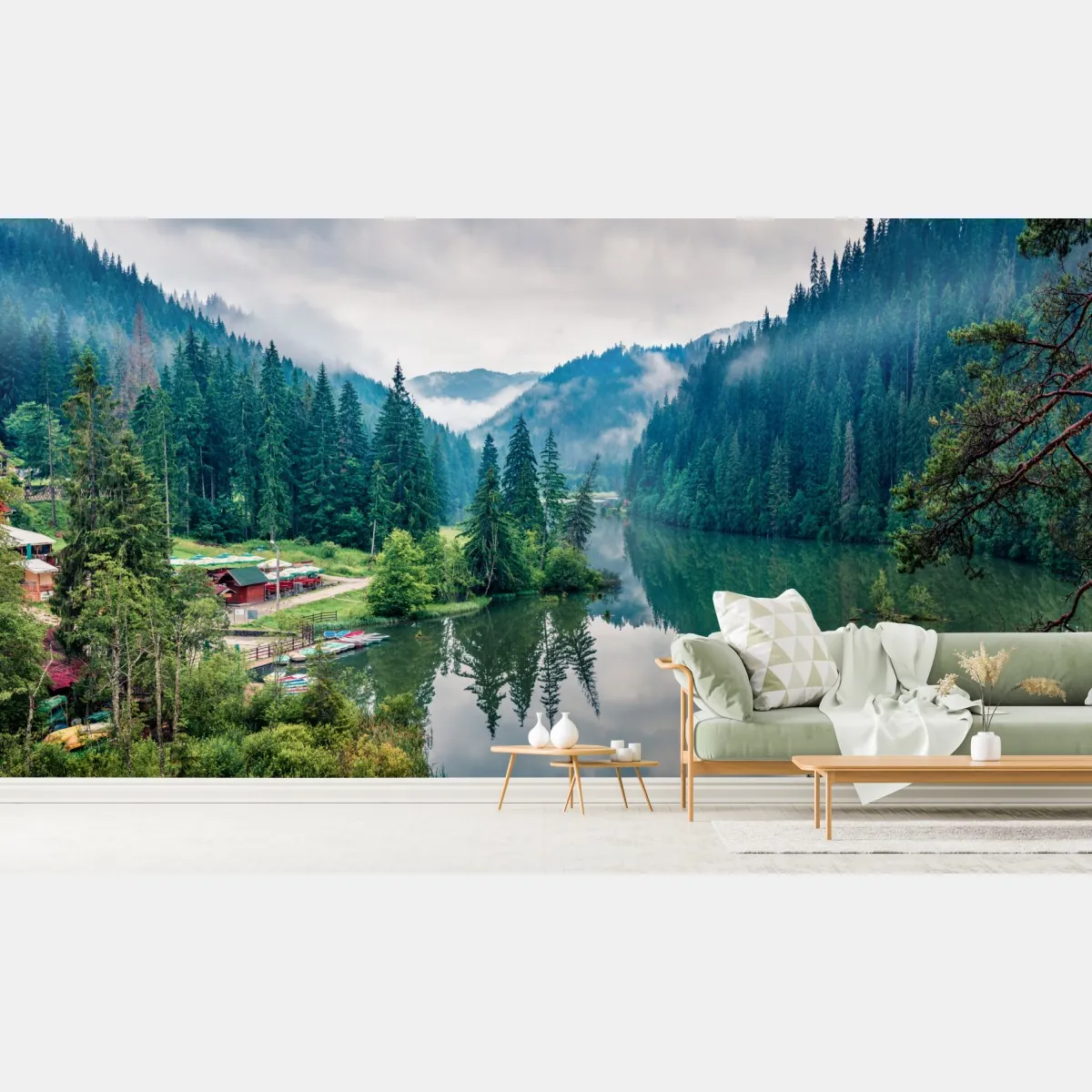 Fototapete nebliger morgen am Lacu Rosu – Wallnifity®