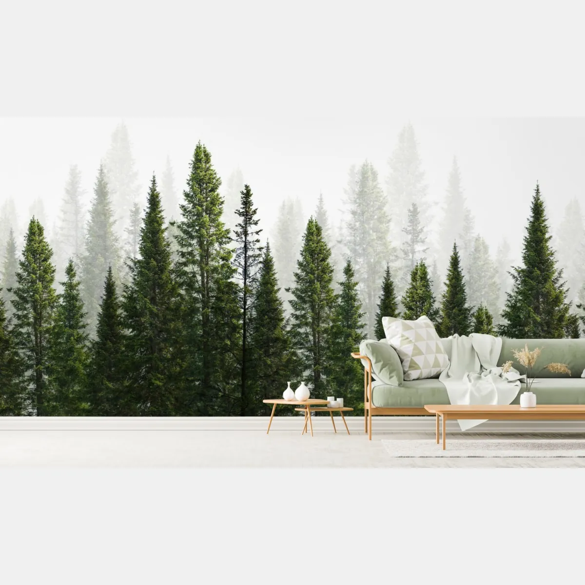 Fototapete nebliger tannenwald – Wallnifity®