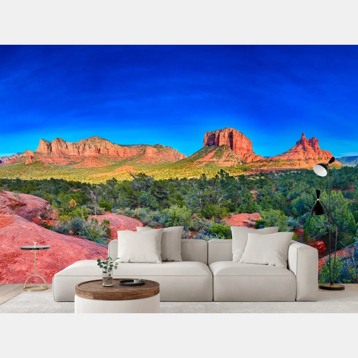 Fototapete panoramablick auf Bell Rock und Courthouse Butte, Sedona – Wallnifity®