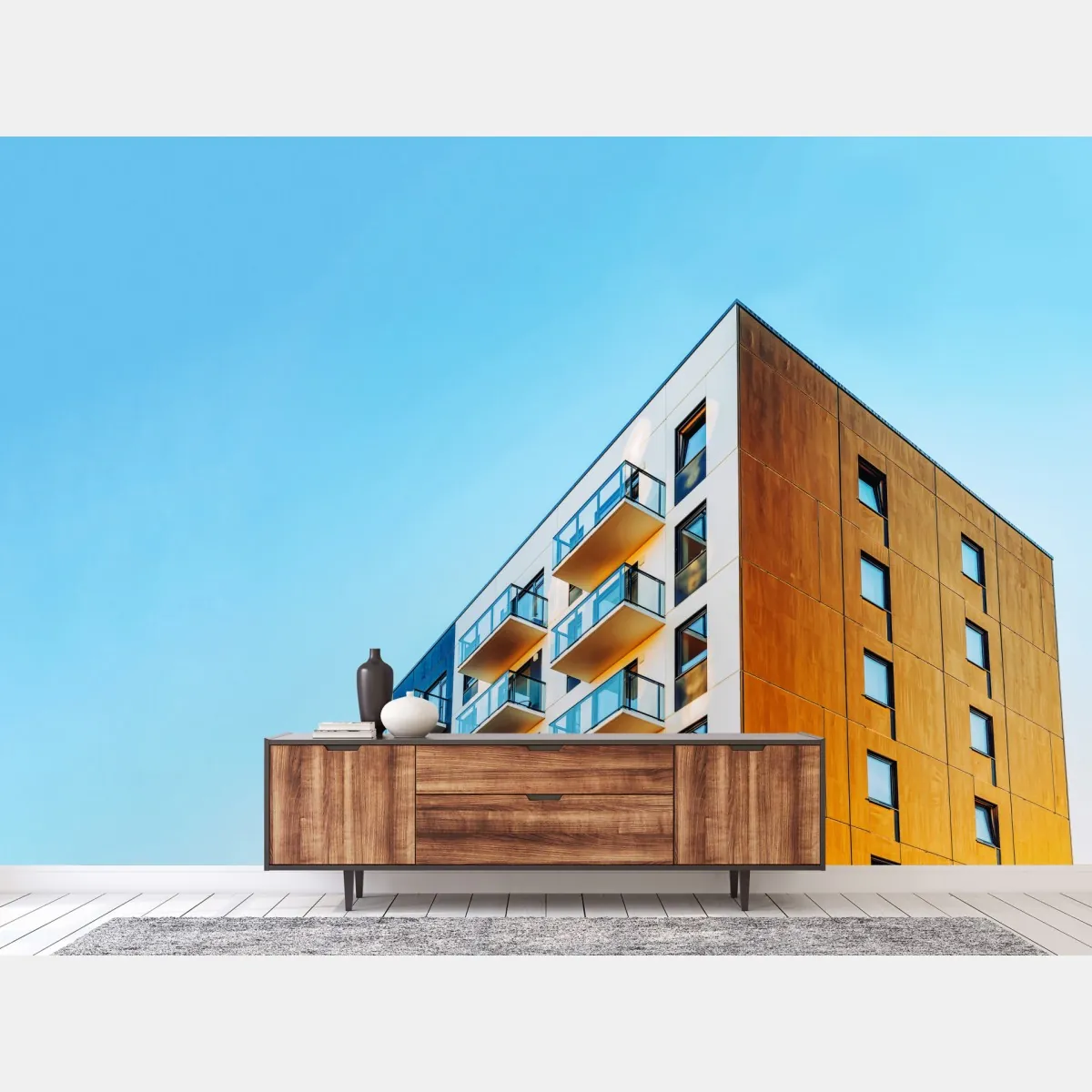 Fototapete modernes wohngebäude mit balkonen – Wallnifity®