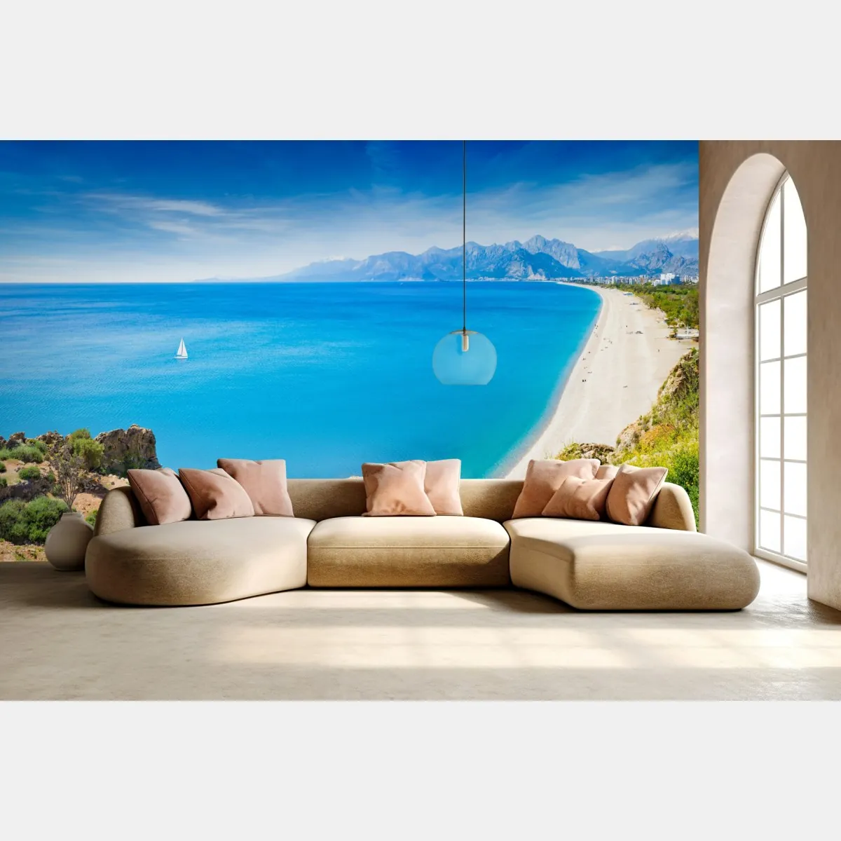 Fototapete panoramastrand Konyaalti in Antalya – Wallnifity®