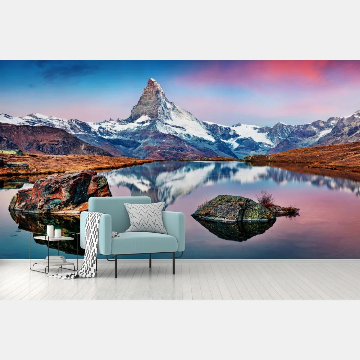 Fototapete spiegelung am Matterhorn bei sonnenaufgang – Wallnifity®