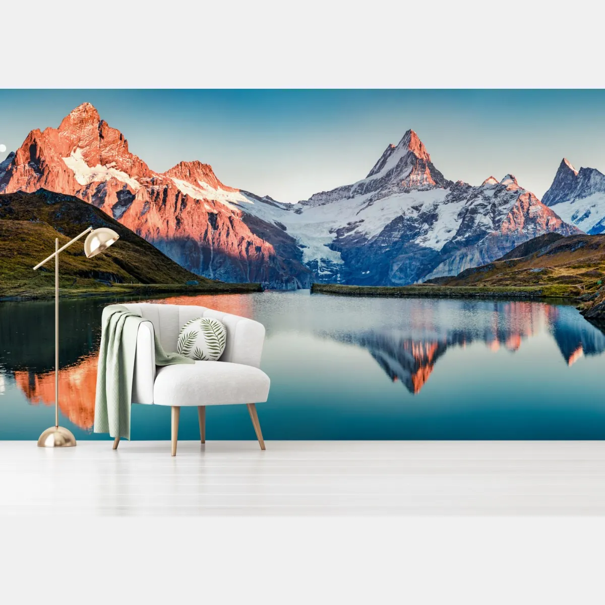 Fototapete sonnenuntergangsreflexionen am Bachalpsee, Schweiz – Wallnifity®
